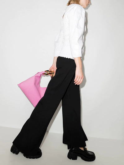 Asymmetrical Twill Trousers - Black