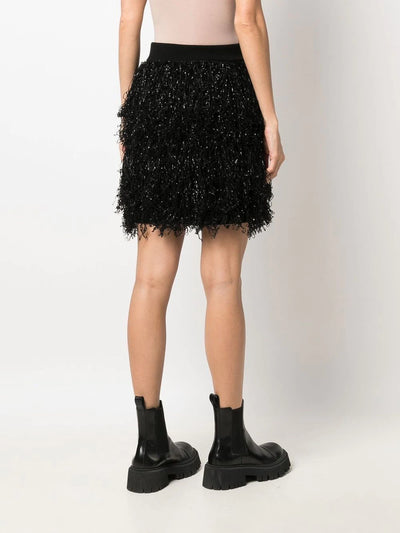 Multi Layer Fringe Skirt - Black