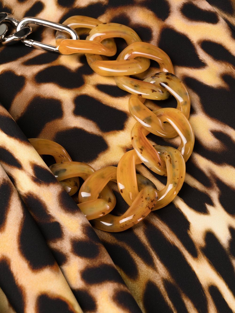 Chain-embellished Dress - Leopard