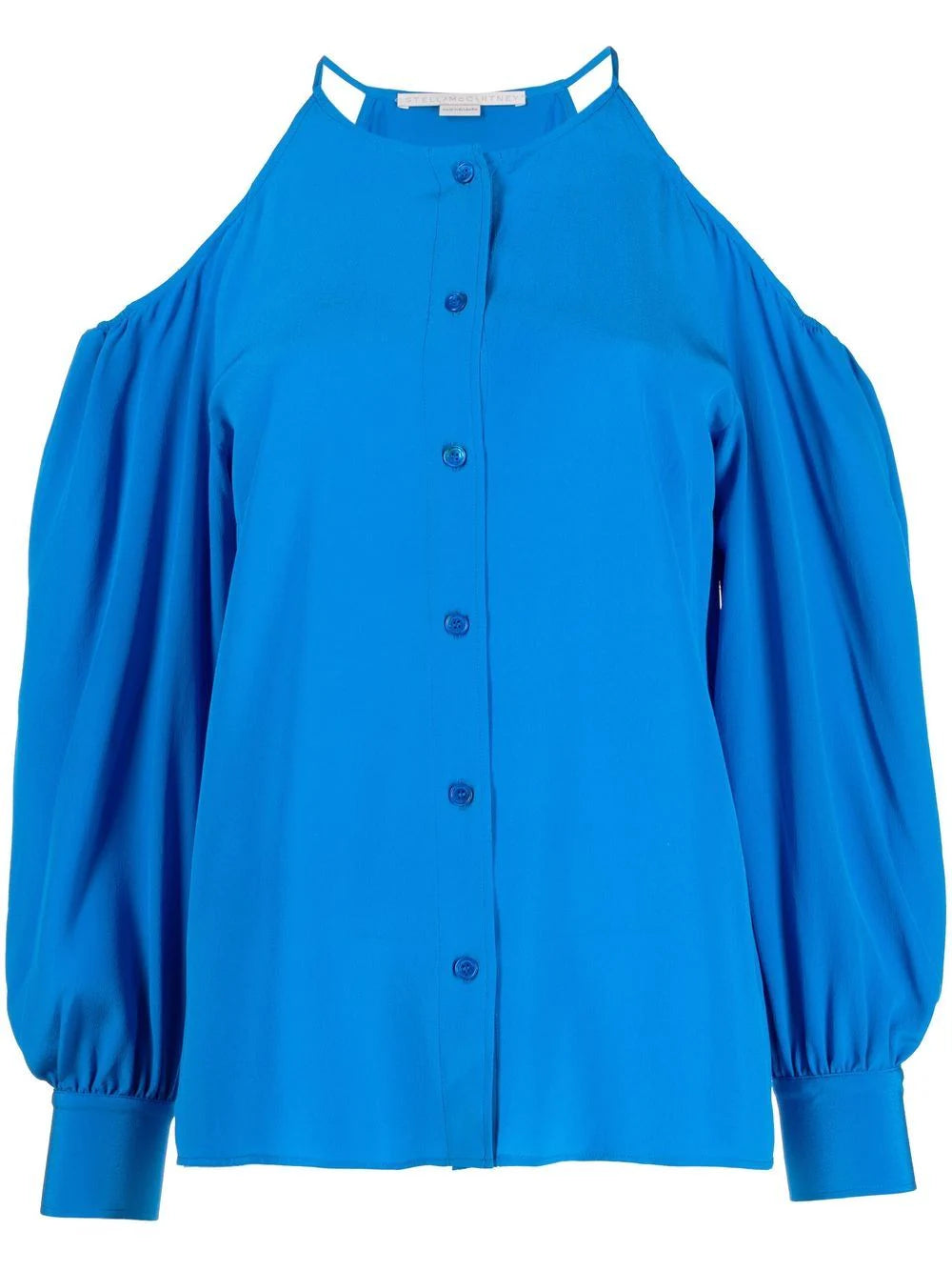 Cold-shoulder Silk Blouse - Jewel Blue