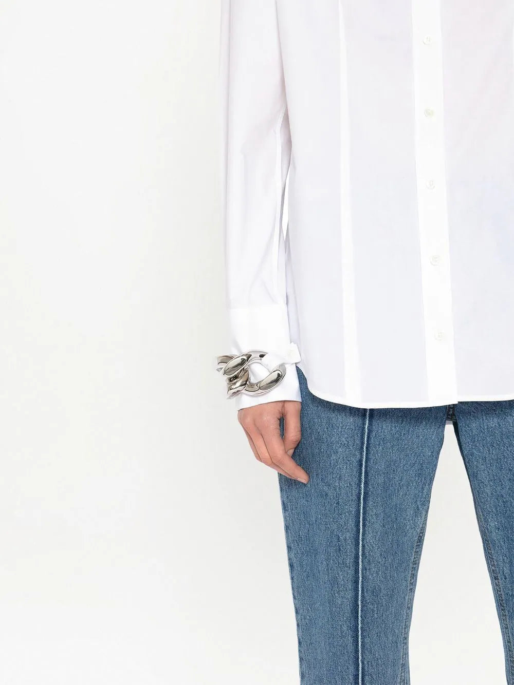 Chainlink Poplin Shirt - White