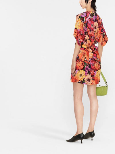 Floral-print Silk Mini Dress - Orange Multi