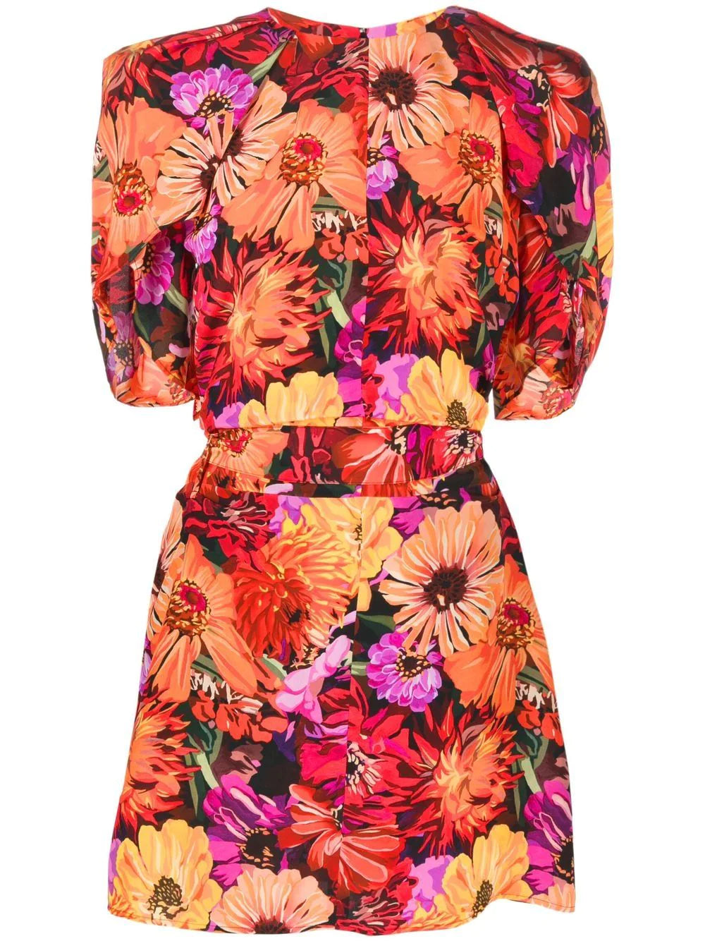 Floral-print Silk Mini Dress - Orange Multi