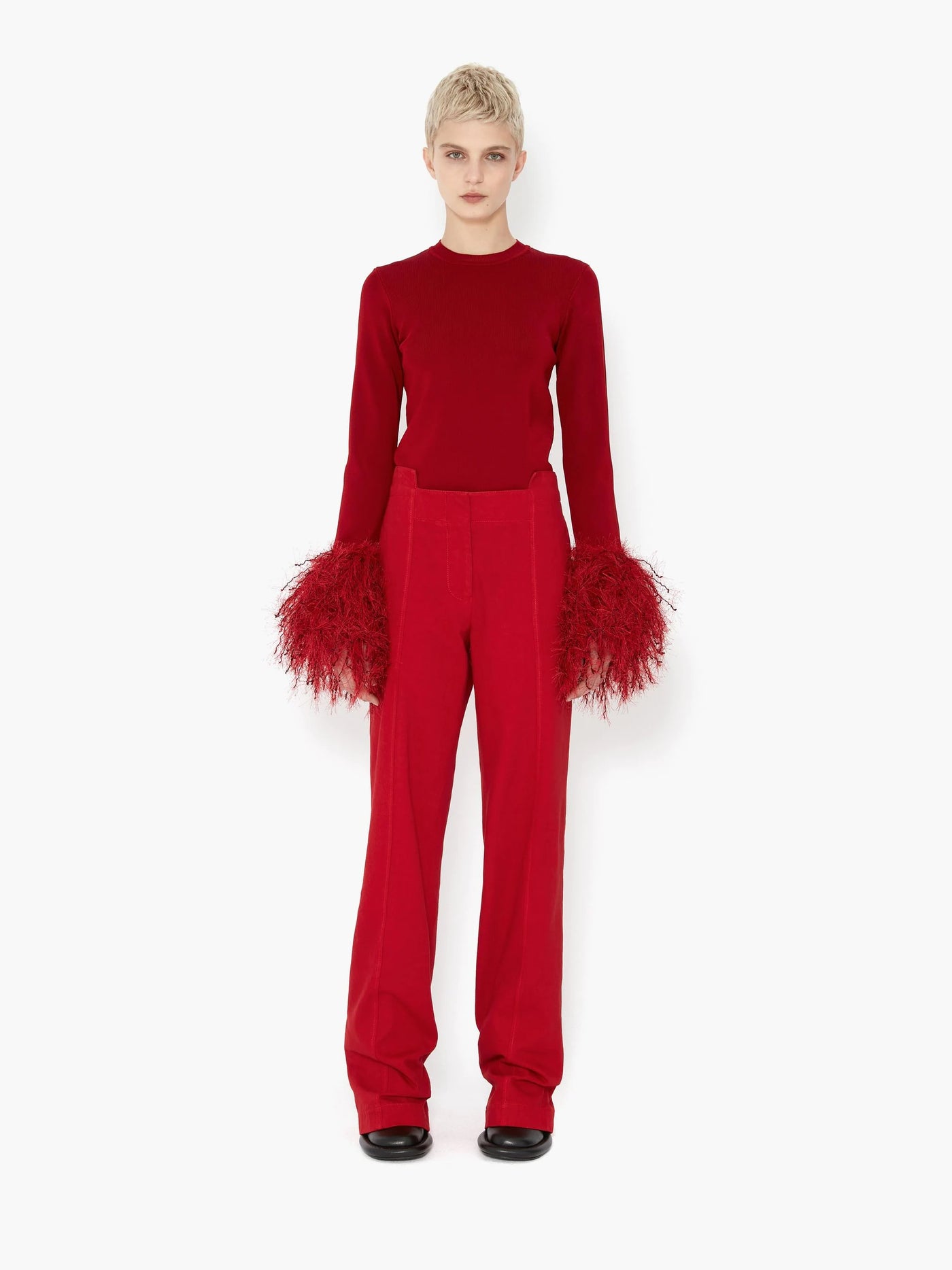 PANELLED STRAIGHT LEG TROUSER - Scarlet