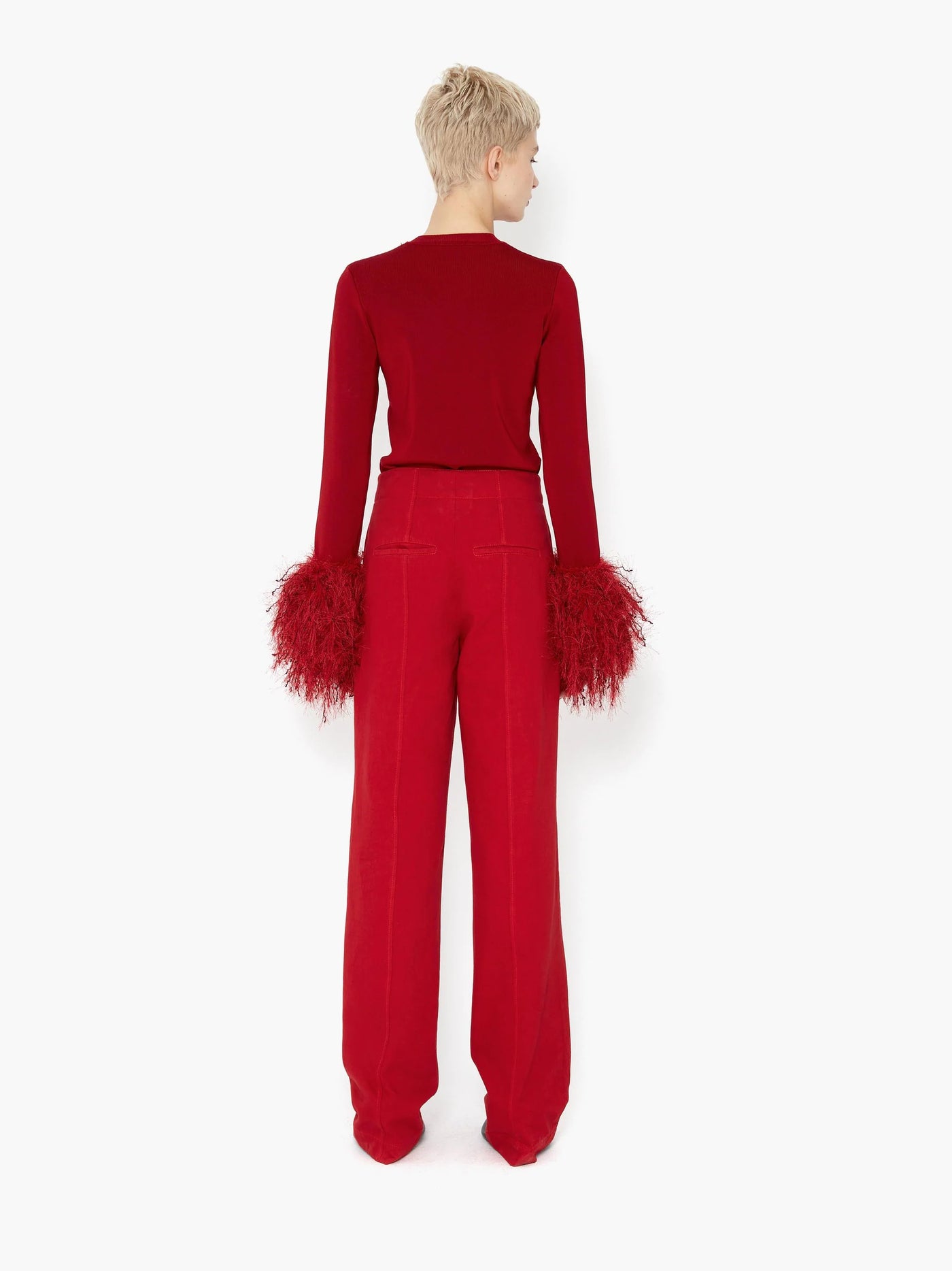 PANELLED STRAIGHT LEG TROUSER - Scarlet