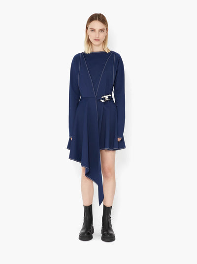 SHORT ASYMMETRIC CHAIN LINK DRESS - Oxford Blue