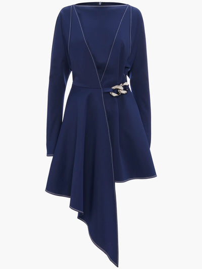 SHORT ASYMMETRIC CHAIN LINK DRESS - Oxford Blue