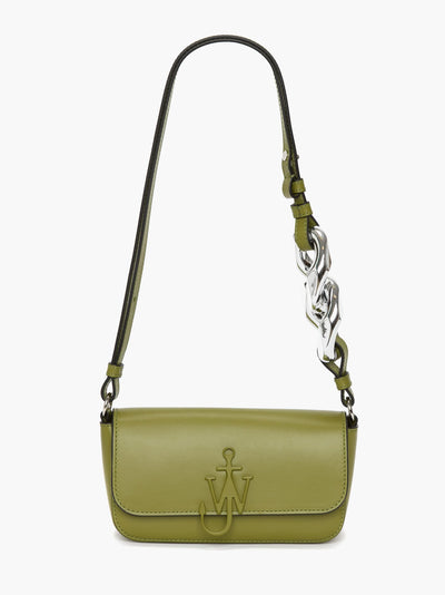 ANCHOR CHAIN BAGUETTE LEATHER SHOULDER BAG - Green