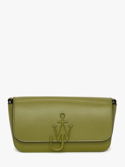 ANCHOR CHAIN BAGUETTE LEATHER SHOULDER BAG - Green