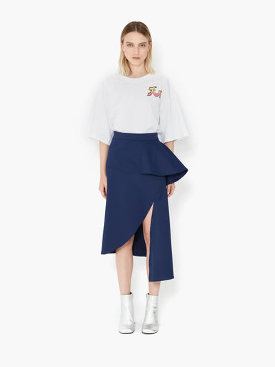 PEPLUM SLIT SKIRT - Oxford Blue