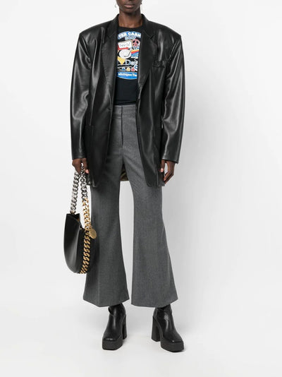 Flared Wool Tailored Trousers - Grey