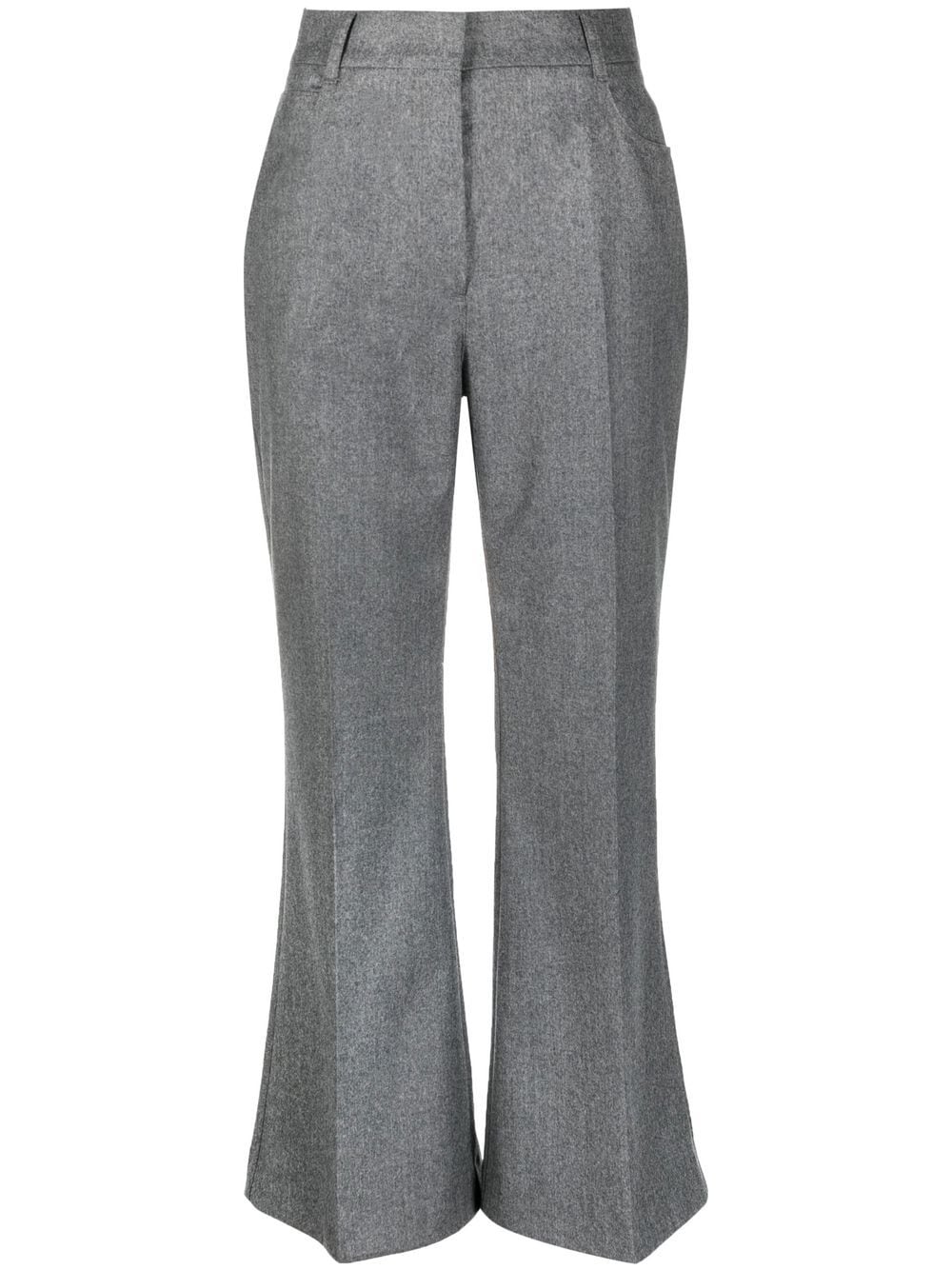 Flared Wool Tailored Trousers - Grey