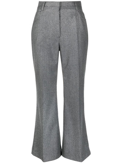Flared Wool Tailored Trousers - Grey