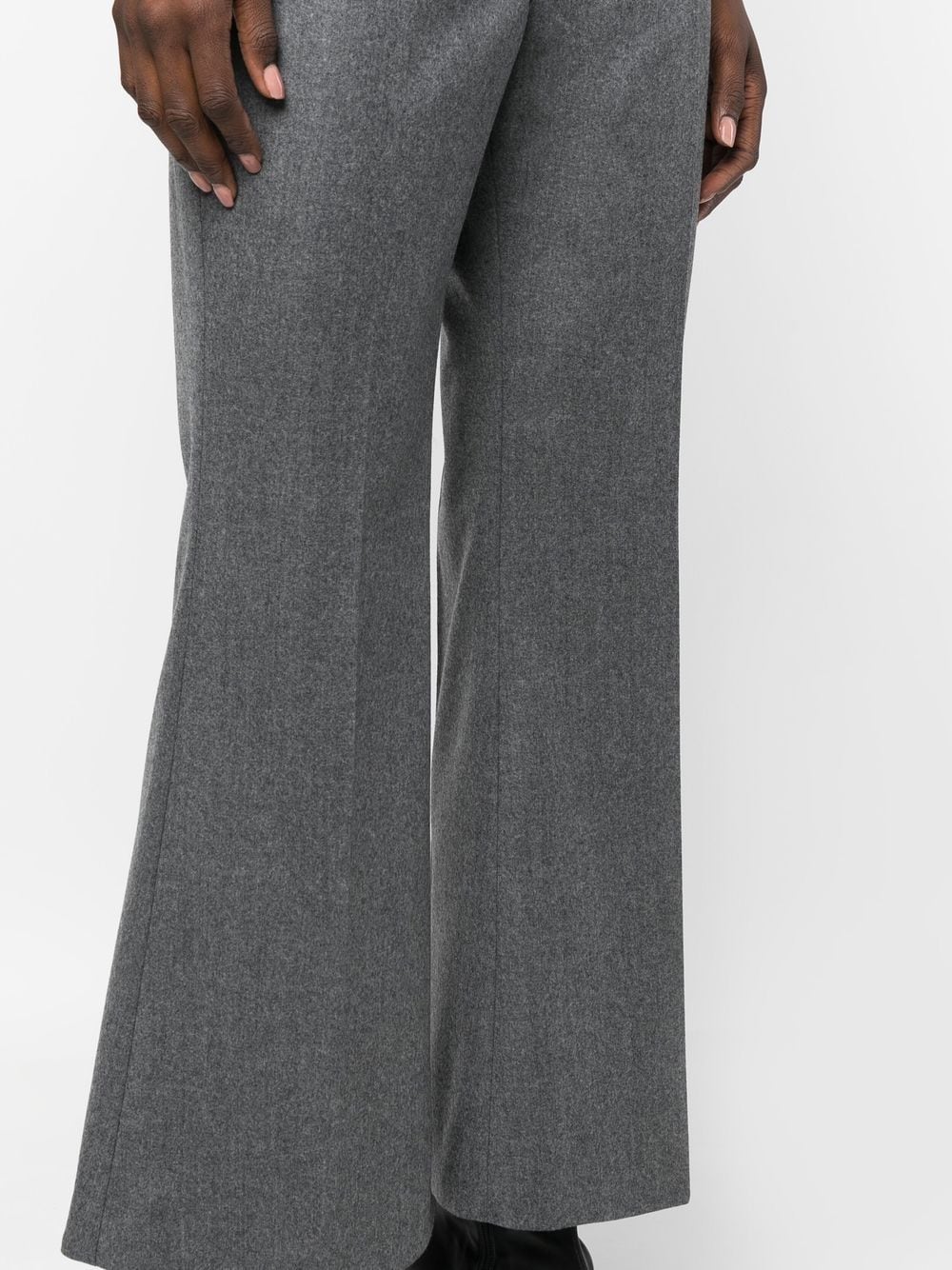 Flared Wool Tailored Trousers - Grey