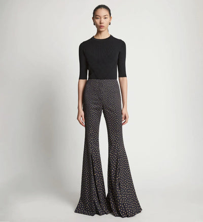Printed Dot Wide Leg Pants - Khaki Multi