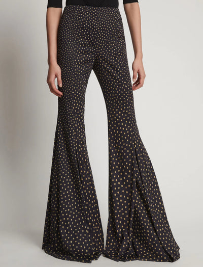Printed Dot Wide Leg Pants - Khaki Multi
