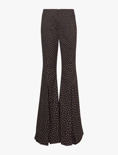 Printed Dot Wide Leg Pants - Khaki Multi