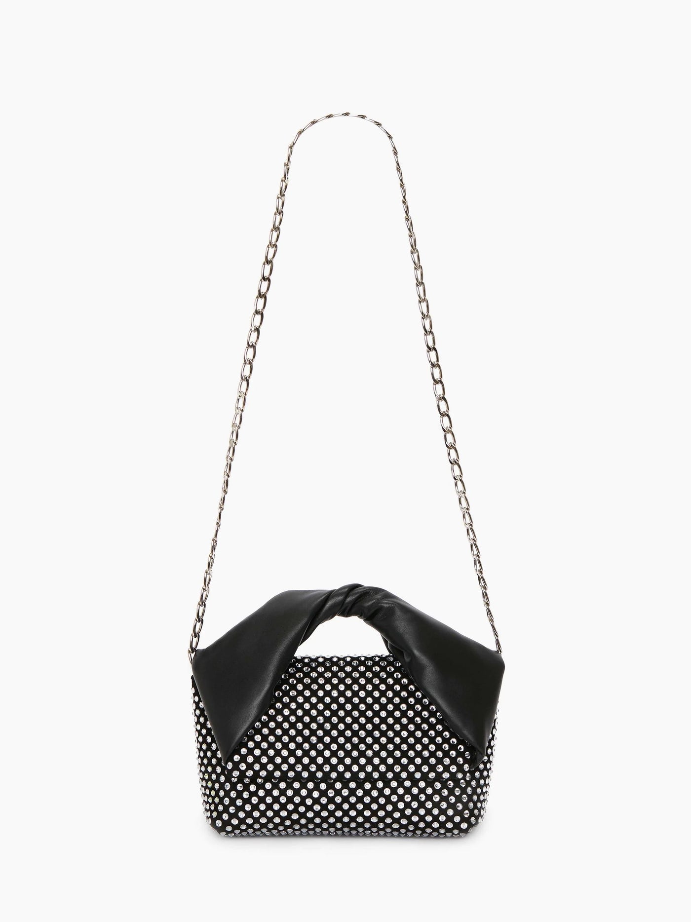 MEDIUM TWISTER LEATHER TOP HANDLE BAG WITH CRYSTAL - Black