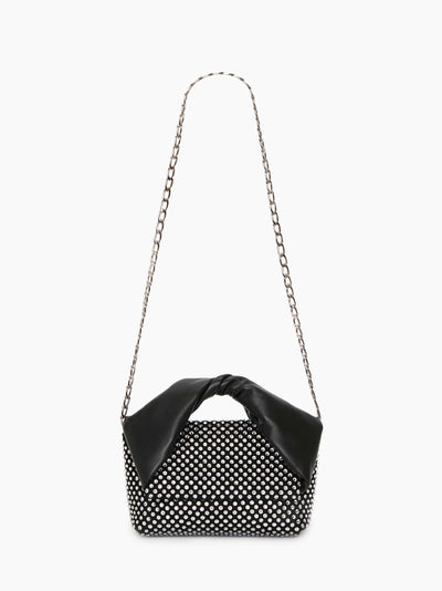 MEDIUM TWISTER LEATHER TOP HANDLE BAG WITH CRYSTAL - Black