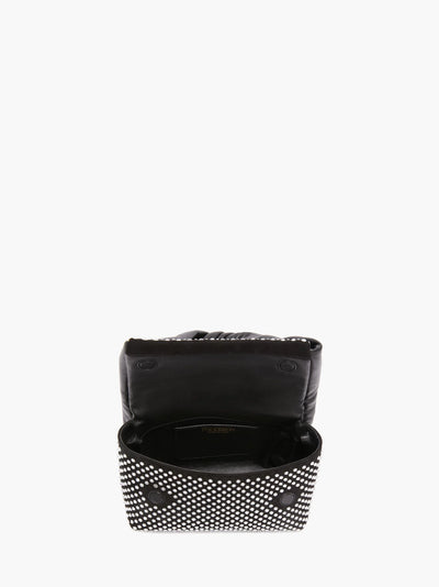 MEDIUM TWISTER LEATHER TOP HANDLE BAG WITH CRYSTAL - Black