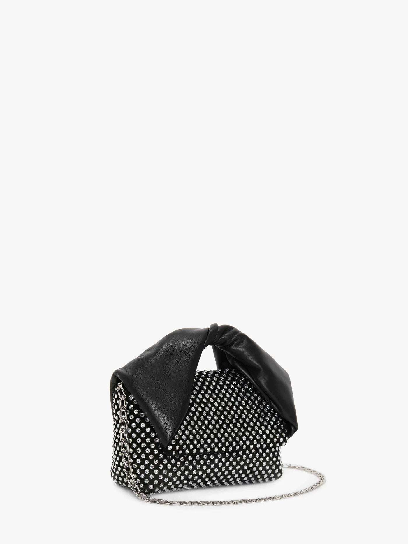 MEDIUM TWISTER LEATHER TOP HANDLE BAG WITH CRYSTAL - Black