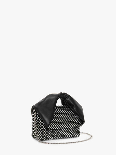 MEDIUM TWISTER LEATHER TOP HANDLE BAG WITH CRYSTAL - Black