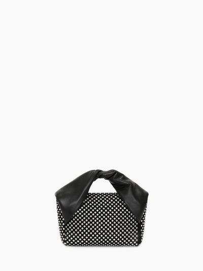 MEDIUM TWISTER LEATHER TOP HANDLE BAG WITH CRYSTAL - Black