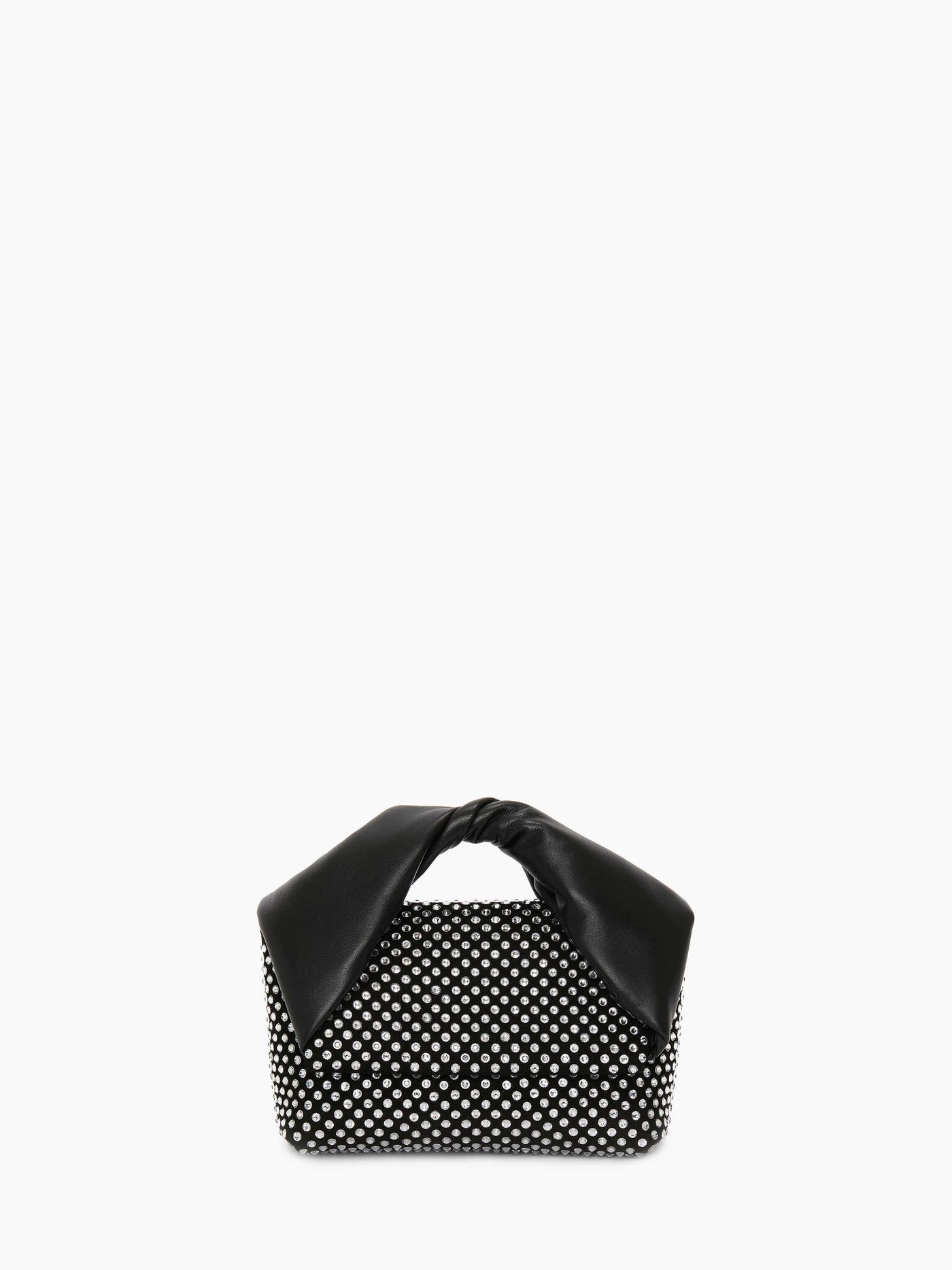 MEDIUM TWISTER LEATHER TOP HANDLE BAG WITH CRYSTAL - Black