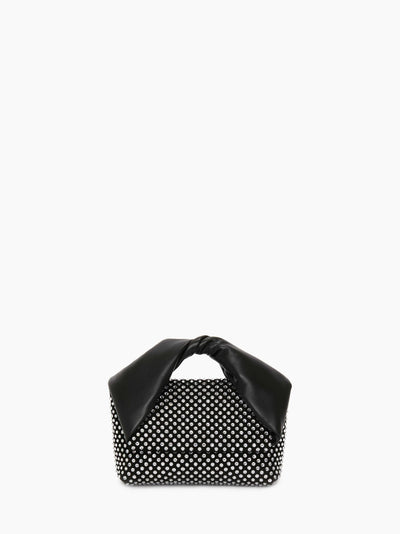 MEDIUM TWISTER LEATHER TOP HANDLE BAG WITH CRYSTAL - Black