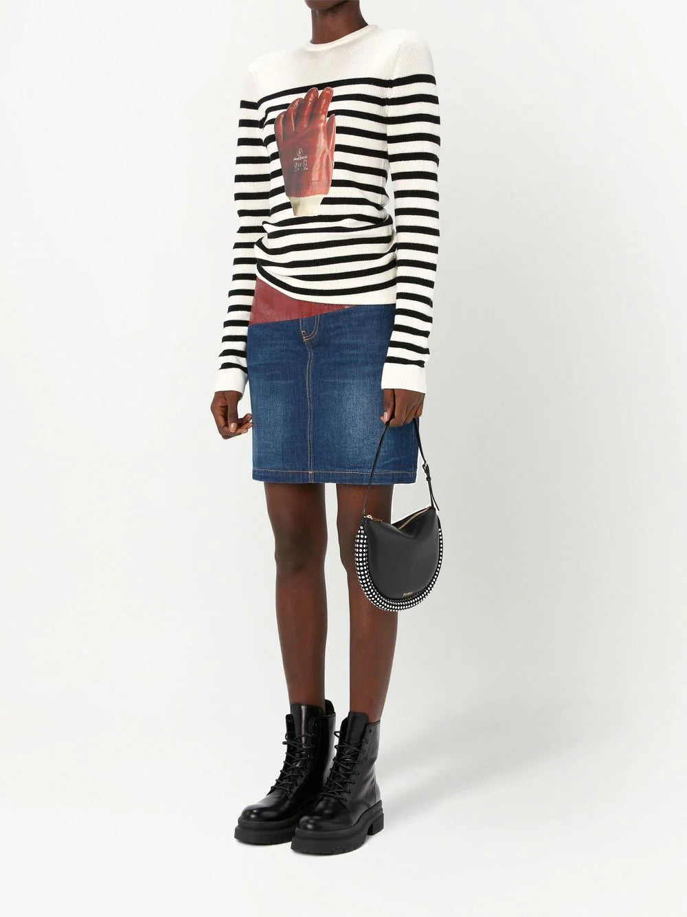 CRYSTAL BUMPER MOON BAG - Black