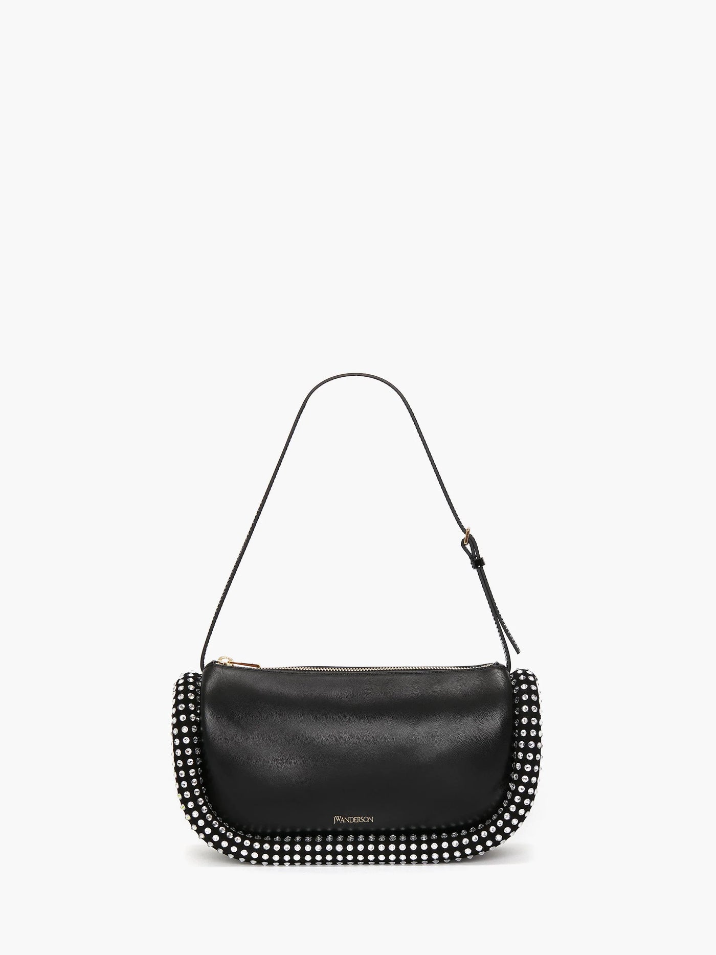 BUMPER-15 LEATHER SHOULDER BAG WITH CRYSTAL - Black