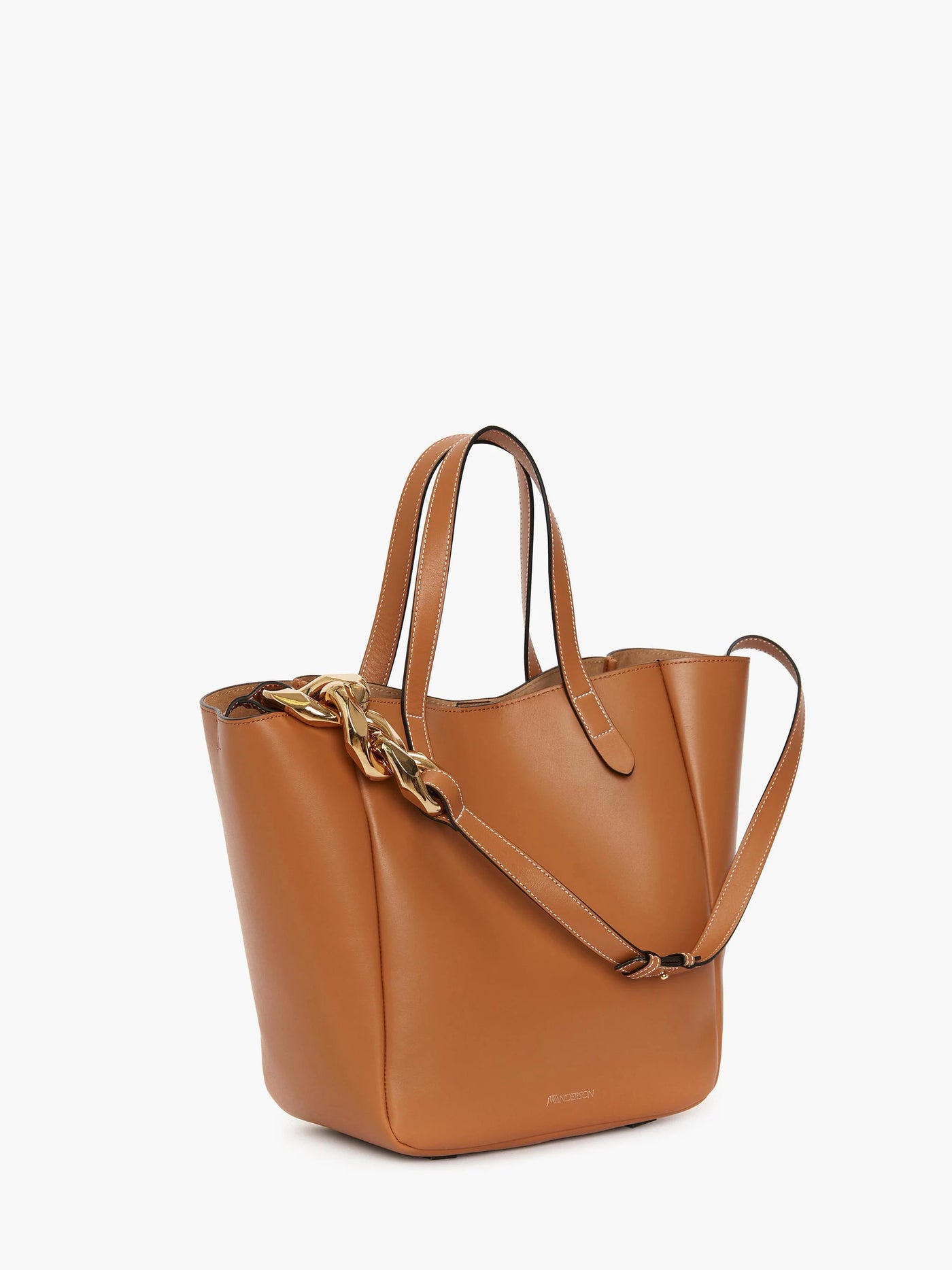 SMALL CHAIN LEATHER CABAS BAG - Pecan
