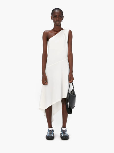 ONE SHOULDER BUCKLE DRESS - White