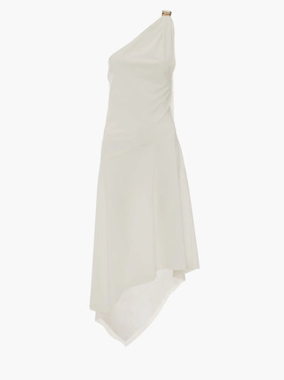 ONE SHOULDER BUCKLE DRESS - White