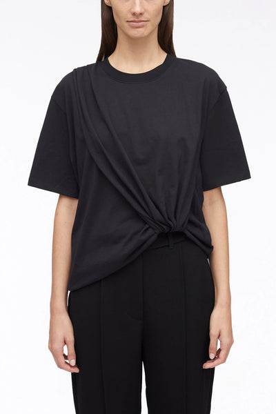 Short Sleeve Draped Cotton Jersey T-Shirt - More Colors Available