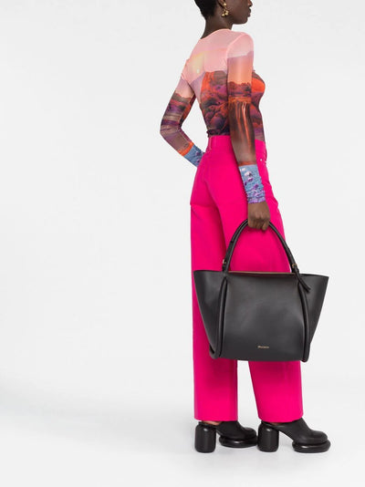 Bumper Leather Tote Bag - Black