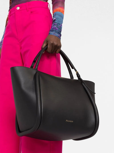 Bumper Leather Tote Bag - Black