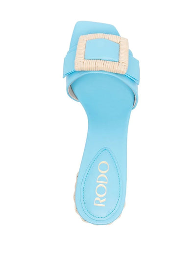 SLIP-ON LEATHER MULE - Baby blue