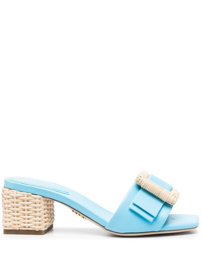 SLIP-ON LEATHER MULE - Baby blue