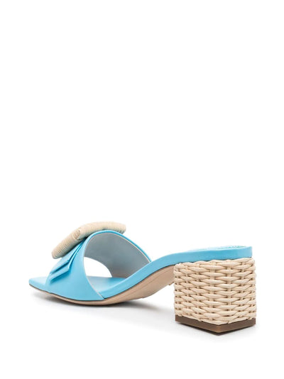 SLIP-ON LEATHER MULE - Baby blue