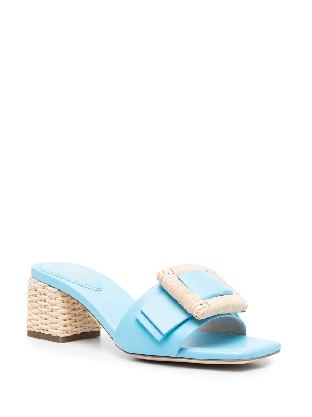 SLIP-ON LEATHER MULE - Baby blue