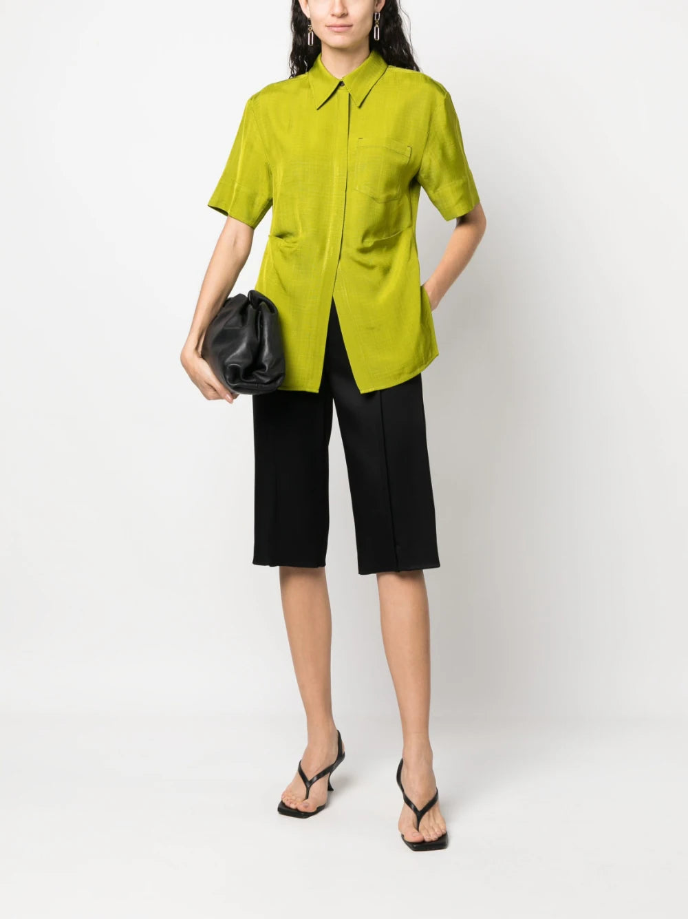POINTED COLLAR FITTED SHIRT - Parrot Green