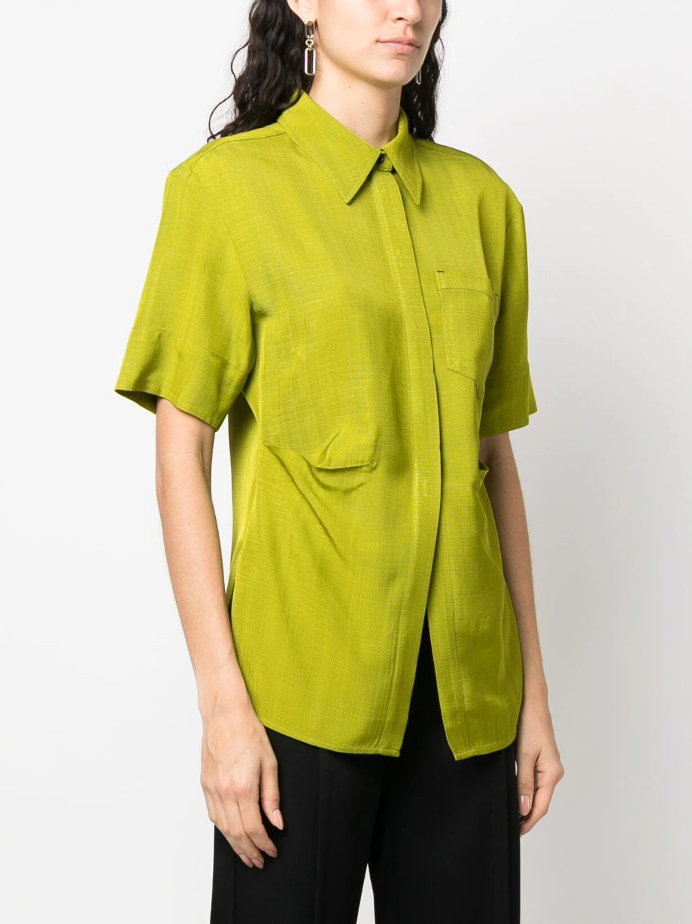 POINTED COLLAR FITTED SHIRT - Parrot Green