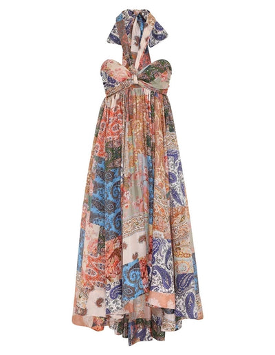DEVI HALTER MAXI DRESS - Patch Paisley