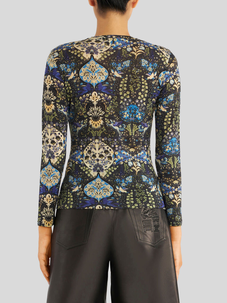 JERSEY JUMPER WITH FLORAL PRINT AND PEGASO - Black Multi