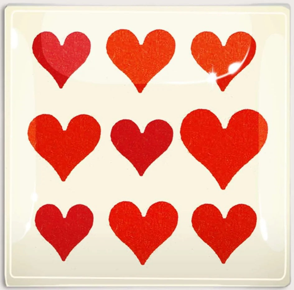Nine Of Hearts Decoupage Glass Tray