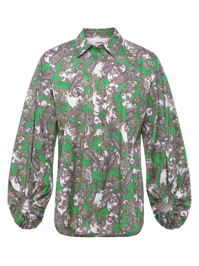 Mickey Tunic Blouse - Grass Green Multi Small Paisley