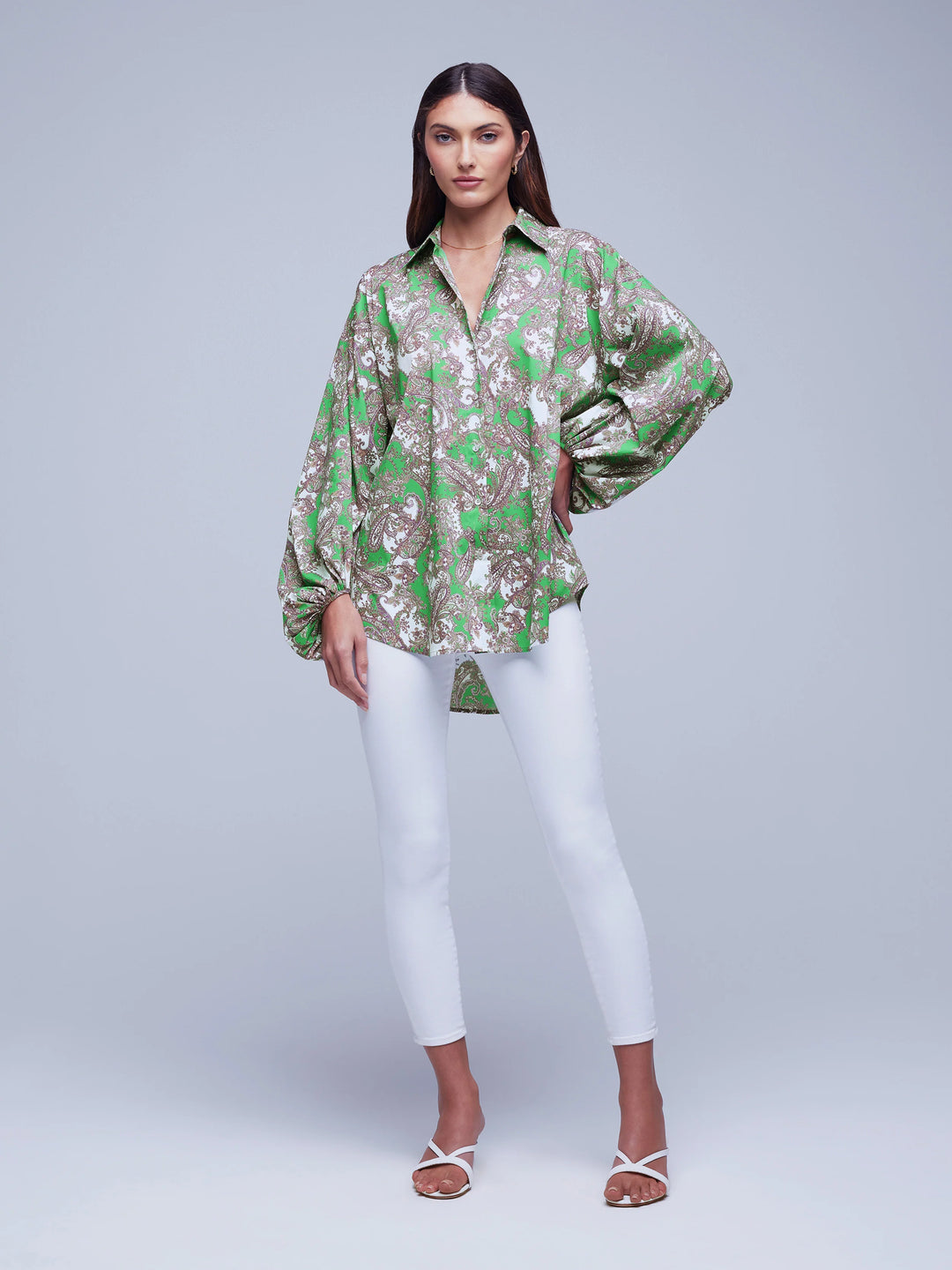 Mickey Tunic Blouse - Grass Green Multi Small Paisley