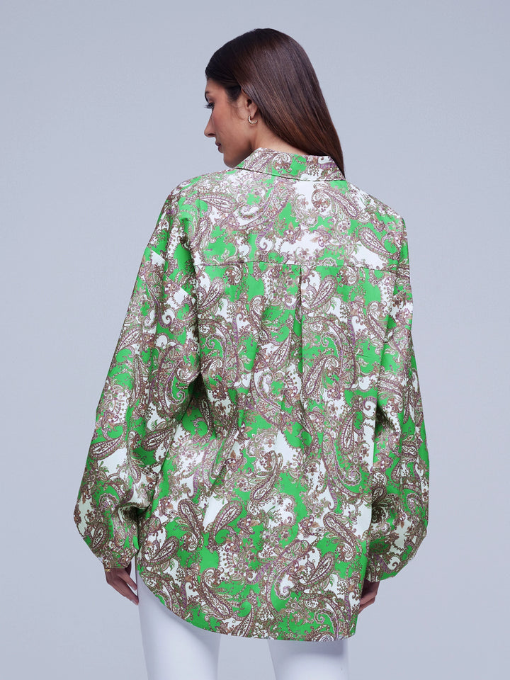 Mickey Tunic Blouse - Grass Green Multi Small Paisley