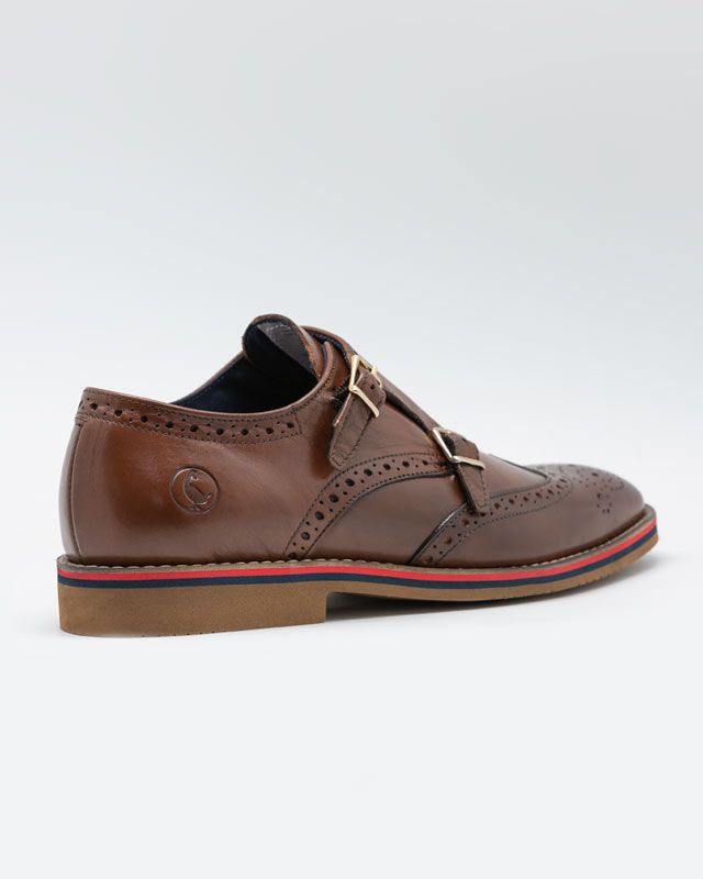Leather Double-Buckle Shoe - Brown